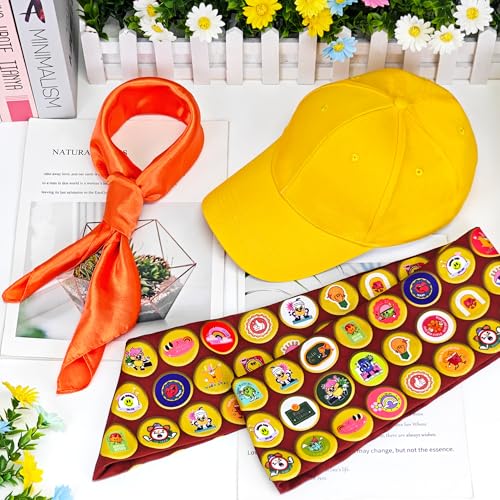 Vifcotlyp Scout Costume Set, Wilderness Explorer Costume Scout Accessories with Hat Sash Scarf for Adults Men Women (3PCS)