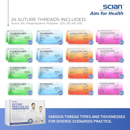 Scian Advanced Practice Kit for Medical Students (36 Pcs) Complete Suture Kit Includes Variety of Suture Threads, Unique A...