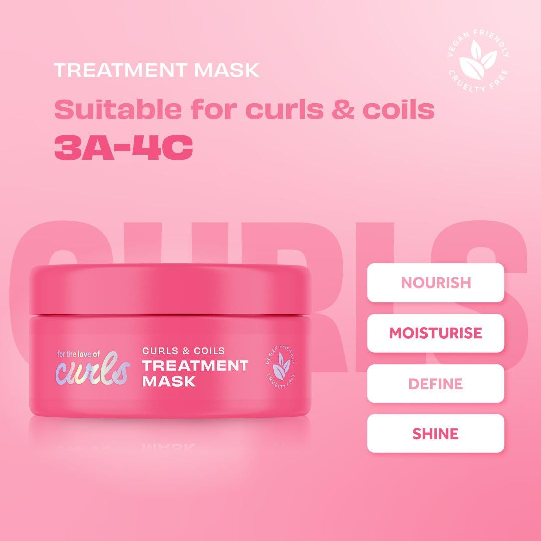 Lee Stafford Curls & Coils Hair Mask | For the Love of Curls - Intensive 3A-4C Treatment Mask for Curly & Coily Hair, Smooths, H