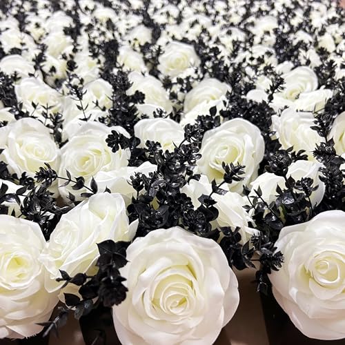 LADADA Artificial Flowers with Small Ceramic Vases, Roses in Vases Plastic Artificial Flowers and Plants,Used for Home Off...