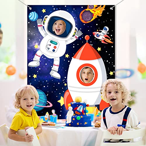 Tatuo Photo Booth Prop Outer Space Theme Party Decorations Backdrop Astronaut Face Rocket Ship Birthday Decor Supplies 59 ...
