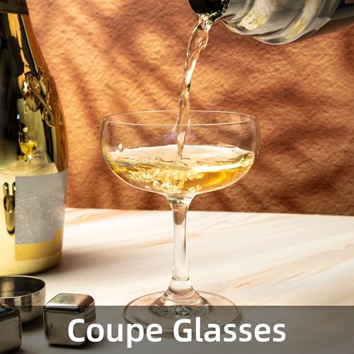 YANGNAY Coupe Champagne Glasses Set of 6 Crystal Cocktail Glasses with Short Stem, Martini Glasses - 7 oz