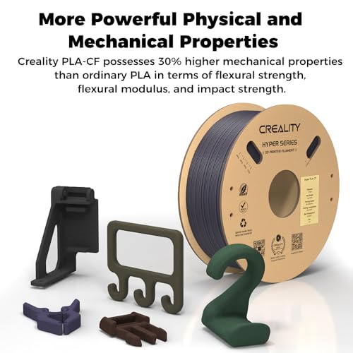 Creality Hyper PLA-CF Filament 1KG Black, Carbon Fiber Filament, 3D Printer Filament 1.75mm High Speed 50-300mm/s High Str...