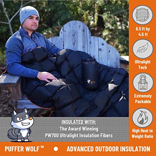 Puffer Wolf | Extra Large Double Insulated Outdoor Camping Blanket | 2X Puffy, Warm, Packable, Weatherproof, Durable, and ...