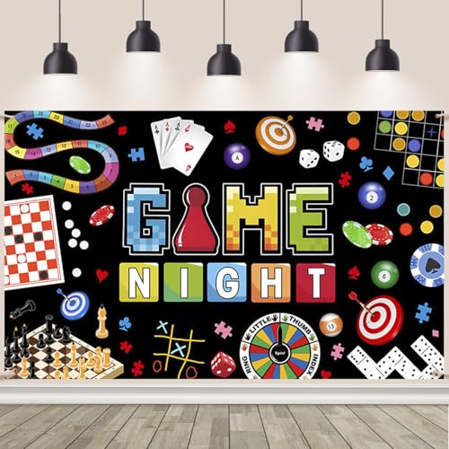 AIBIIN Game Night Backdrop Board Game Game Night Decorations Banner Card Game On Backdrop Party Supplies Banner Photo Boot...