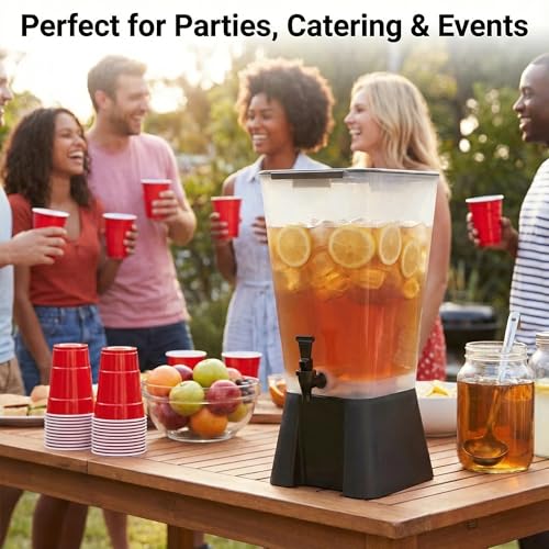 Beverage Dispenser 5 Gallon Drink Dispenser with Spigot, Juice Dispensers for Parties, Black Base