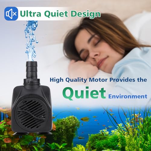 BeGreenPro 550GPH Submersible Water Pump(2000L/H 30W), Adjustable Ultra Quiet Fountain Pump with 4 Nozzles 7.2ft High Lift...