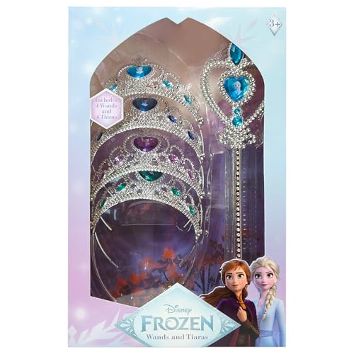 LUV HER Frozen-Themed Princess Crown & Wand Set - 8 Pack Includes 4 Tiaras & 4 Wands - Stunning ICY Blue & Silver Design -...