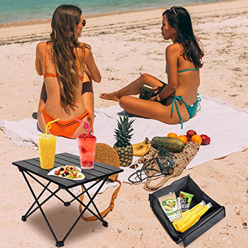 Audoyon Foldable Camping Side Table, Ultralight Small Beach Aluminum, Portable Outdoor Table with Carry Bag and Storage fo...