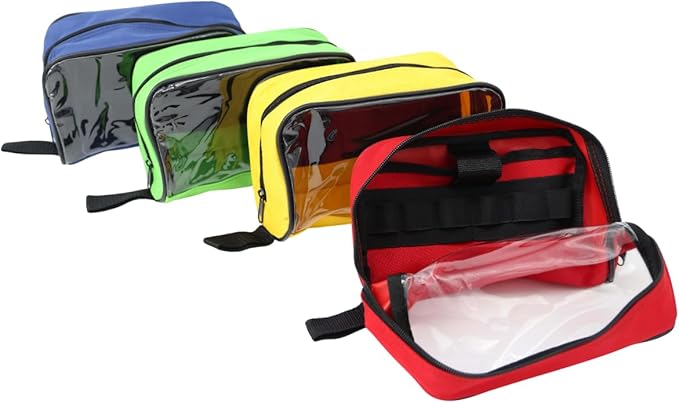 Lightning X Products Color Coded First Aid Medical Kit Accessory Pouches - Zippered Bag With Transparent Window - Set of 4...