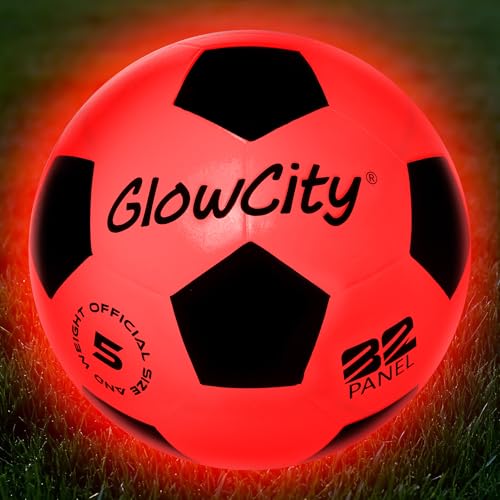 GlowCity Glow in The Dark Soccer Ball - Sizes 3, 4, 5 for Kids, Teens & Adults - Light Up Soccer Ball with 2 LED Lights - ...