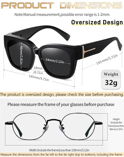 KANASTAL Oversized Over Glasses Sunglasses for Women Men Square Fit Over Polarized Sun Glasses UV400