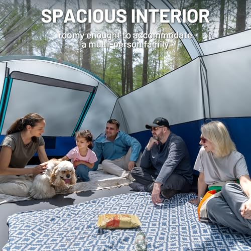 TIMBER RIDGE 8 Person Family Camping Tent with Screen Room, Double Layer Waterproof Weather Resistant Big Tunnel Tent with...