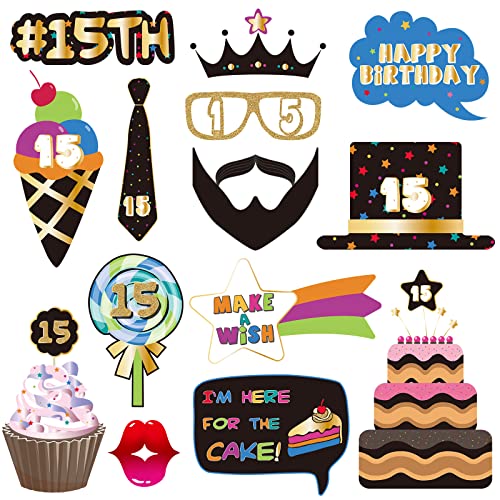 BRT Bearingshui 15th Photo Booth Props, Birthday Party Accessories, Signs, Decorations & Favors