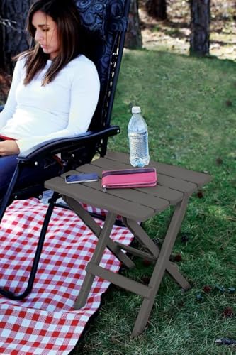 Camco 51885 Charcoal Large Adirondack Portable Outdoor Folding Side Table, Perfect for The Beach, Camping, Picnics, Cookou...