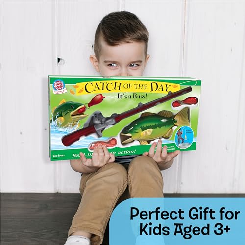 Small World Toys Kids Fishing Game, Catch of The Day Bass Magnetic Fishing Toy for Kids Ages 3+, Includes Toddler Fishing ...