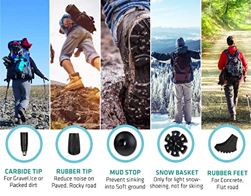 TREKOLOGY Trek-Z Cork Grip Trekking Poles – Lightweight Folding Hiking Poles, Adjustable Height, Compact Travel Design, Ai...
