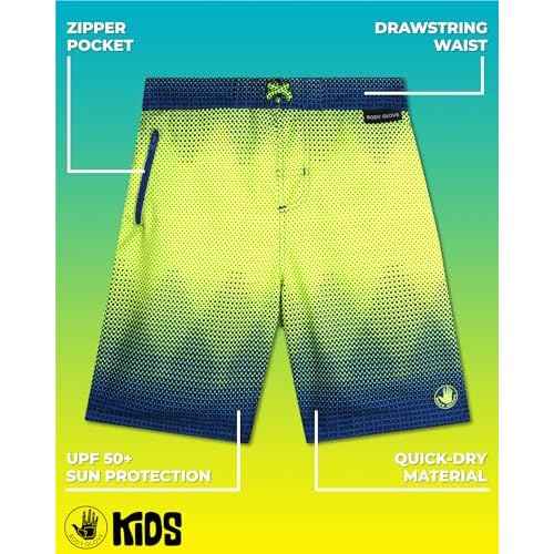 Body Glove Boys Swim Trunks - UPF 50+ Quick Dry Boys Swim Board Shorts Bathing Suit Kids Swimwear with Pockets (Sizes: 8-16)