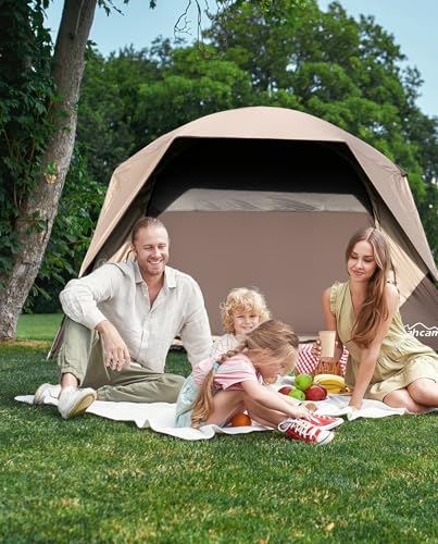LOYEAHCAMP 4 Person Blackout Camping Tent, Easy Setup Waterproof Family Dome Tent for Camping with Rainfly, Portable Doubl...
