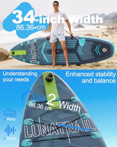 【11'×34"】 Extra Long/Extra Wide Premium Inflatable Stand Up Paddle Board (SUP) – Portable & Lightweight for Yoga, Surfing,...