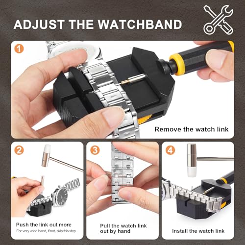 JOREST Watch Link Removal Kit, Resizing Tool for Bracelet Adjustment & Replacement, Pin Remover for Sizing Strap, Watch Ad...
