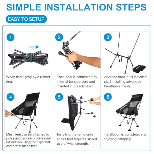 HULKNPEW Ultralight Camping Chair, Folding Chairs with Pillow - Compact Portable Lawn Chairs for Camp, Hiking, Travel, Pic...