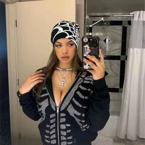 Y2K Knitted Beanies Hat Men Women Graphic Vintage Cap Gothic Warm Knitted Hat Streetwear Trend Beanie