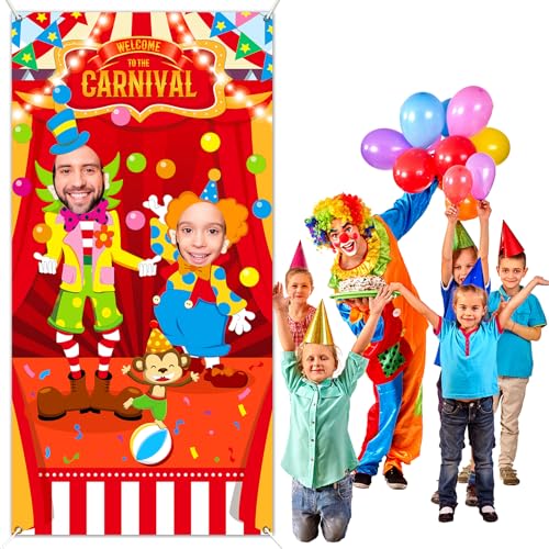 Carnival Circus Party Decorations Carnival Photo Booth Props Circus Theme Photo Door Banner Clown Joker Large Photo Backdr...