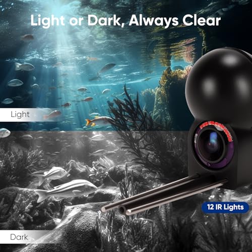 Underwater Fishing Camera 5 Inch, 1000TVL IPS Monitor Fish Finder, Wide Angle IP68 Waterproof, Infrared Night Vision with ...