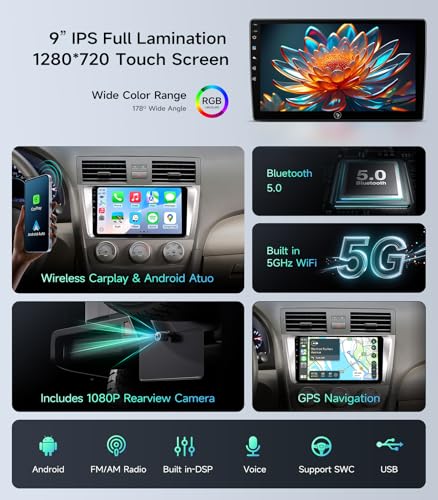 9" Car Stereo Radio for Toyota Camry 2006-2011 - Wireless CarPlay Android Auto | 5G WiFi GPS Navigation | IPS HD Touchscre...
