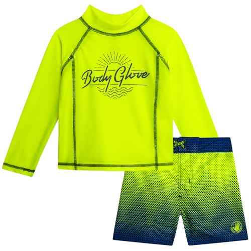 Body Glove Toddler Boys Swim Set - 2 Piece UPF 50+ Quick Dry Swim Trunks and Rash Guard for Boys Kids Swimwear (Sizes: 2T-4T)