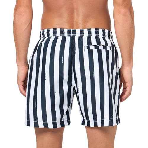 BOSS Mens Horizontal Stripe Swim Trunks