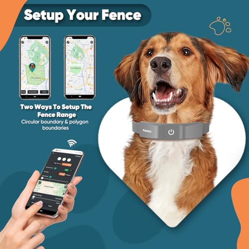Aweec GPS Electric Dog Fence with Free App, Wireless Fence System with Training Collar, Portable for Outdoor Use, Recharge...