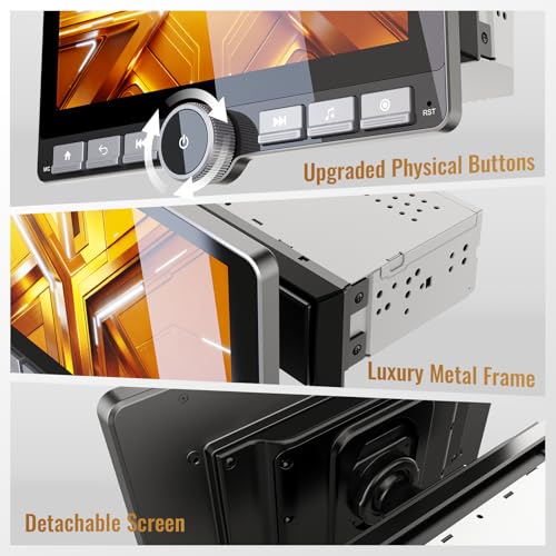 Haudio 10.1" Single Din Android Car Stereo with 360° Rotatable Touch Screen - Android 13, Wireless CarPlay & Android Auto,...