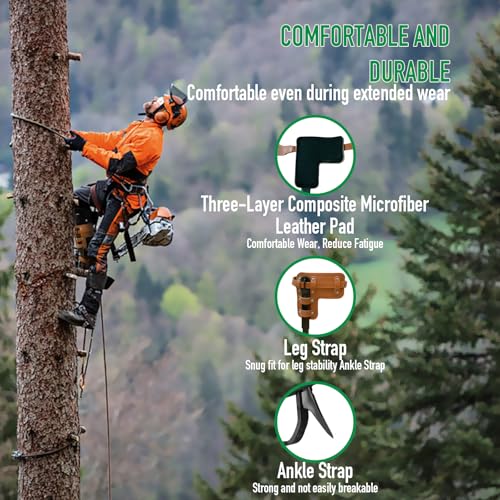Tree Climbing Spikes Set,Tree Climbing Gear, 1 Pair Alloy Steel Climbing Spurs,350lbs Load Capacity with Safety Seat, Arbo...