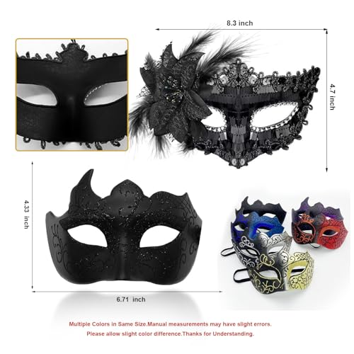 Ralleyfun Masquerade Masks for Women Men Couple Venetian Halloween Mask for Carnival Costume Party Prom Ball