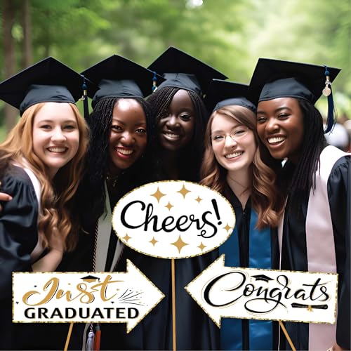Graduation Photo Booth Props - 41-pc Photobooth Kit with 8 x 10-Inch Sign, 60 Adhesive Pads, 45 Sticks - Graduation Props...