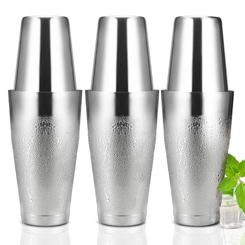 Plat Star Bulk Cocktail Shakers Bartending - 6pc Boston Bar Shaker Tins Stainless Steel, Commercial 18oz 28oz Metal Shakin...