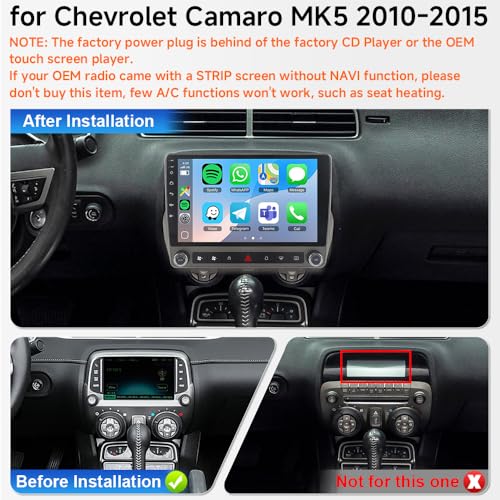 ASURE 4+64G Car Stereo Radio for Chevrolet Camaro 2010-2015 Android 15 Head Unit with 9" HD Touch Screen, Wireless CarPlay...