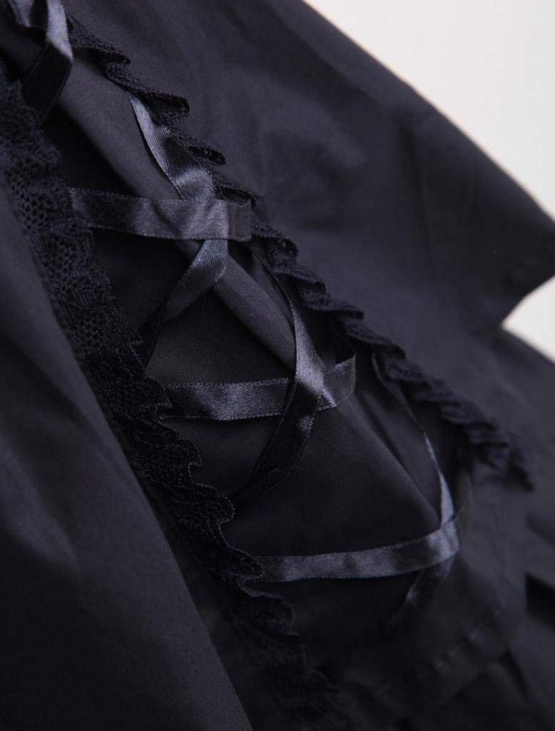 Ainclu Womens Classic Black Layered Lace-up Goth Lolita Dress L