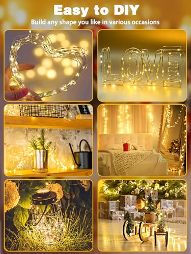 4 Pack 240 LED Christmas Fairy Lights Battery Operated with Timer, 80FT Waterproof Twinkle Lights Indoor Outdoor, String L...