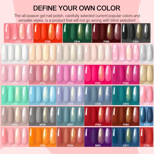COSCELIA 53pcs Gel Nail Polish Kit with U V light and Drill Starter Kit 35 Colors Gel Nail Polish with 5pcs Top Base Coat ...
