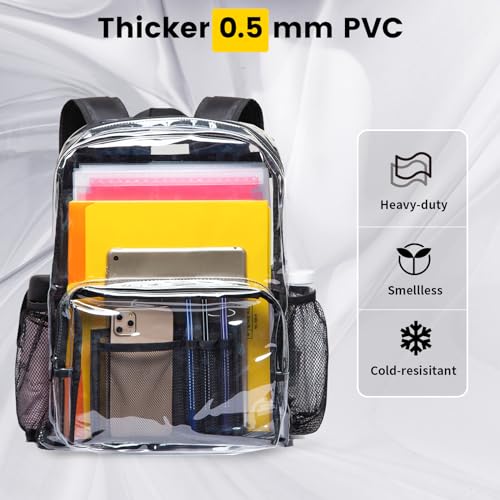 Vorspack Clear Backpack - Heavy Duty PVC Transparent See Through Backpack for College & Workplace