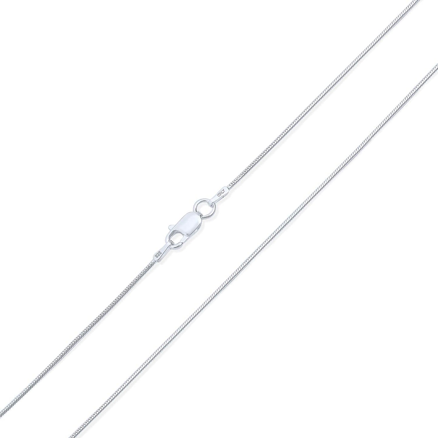 ARGENTO REALE 1MM- 2MM Sterling Silver Round Snake Chain Necklace- Solid Sterling Silver Italian Chain For Pendants, Flexible 92