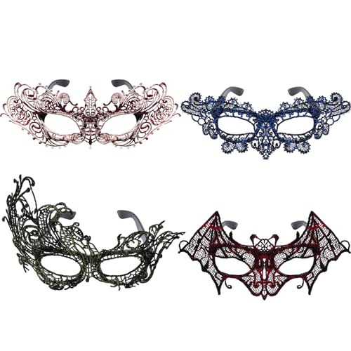 Cnomg Venetian Mardi Gras Mask Set - Glasses for Women - Lace Masquerade Eyemask for Party & Halloween