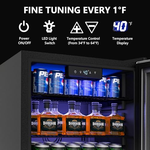 Icyglee Beverage Refrigerator Cooler, 126 Can Mini Fridge with Glass Door for Wine, Soda Beer, Beverage Cooler for Home, B...
