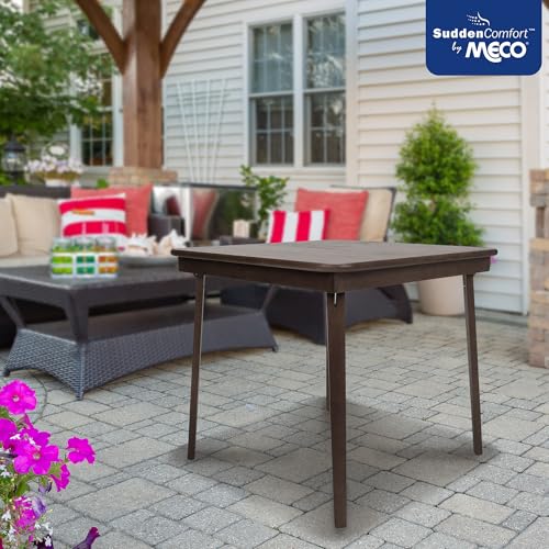 MECO Stakmore Classic Straight Edge Wood Folding Card Table, Espresso Frame