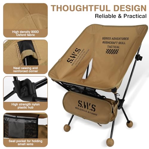SURSONXW Camping Chair/Pocket Chair, 2.4 LBS Portable Foldable Compact with Aluminum Alloy & Seat Pocket for Outdoor Camp,...