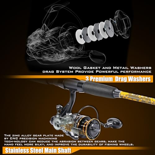 Sougayilang Spinning Rod Combo - MH Action Fishing Pole with Bait Feeder Reel for Catfish, Salmon, Steelhead Freshwater Sa...