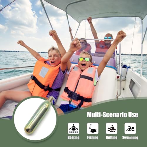 24 Gram CO2 Cartridge for Life Vest, Auto/Manual PFD Life Jacket Rearming Kit, Metal Cartridge for Life Jacket CO2 Cartrid...